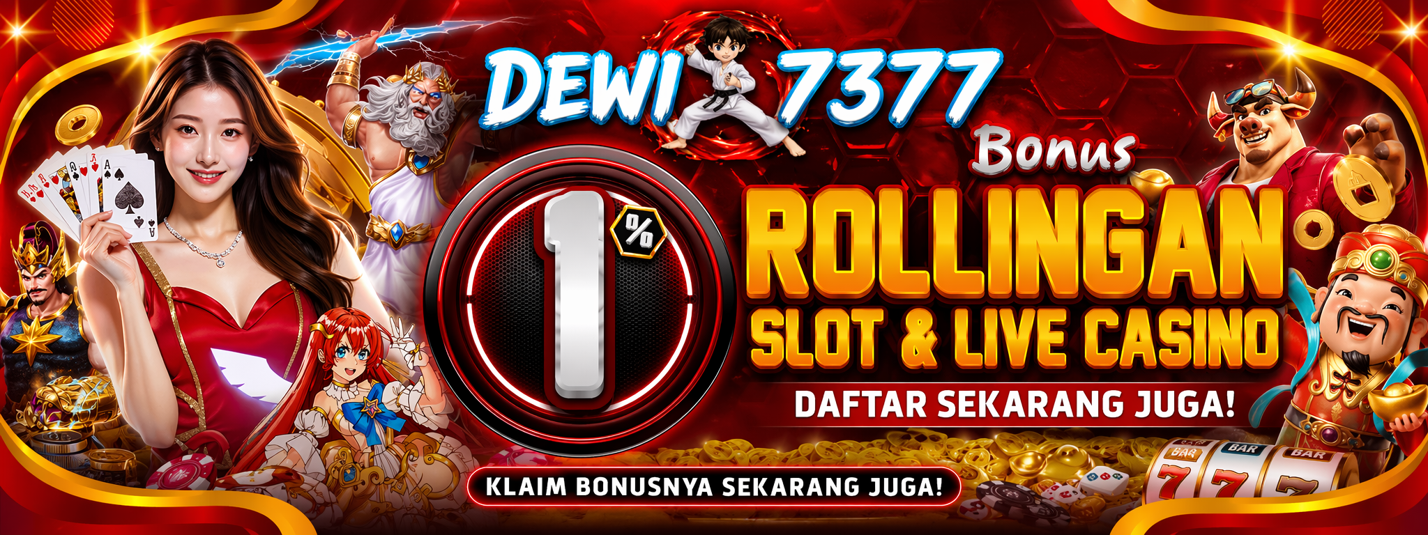 BONUS ROLLINGAN SLOT & CASINO 1%